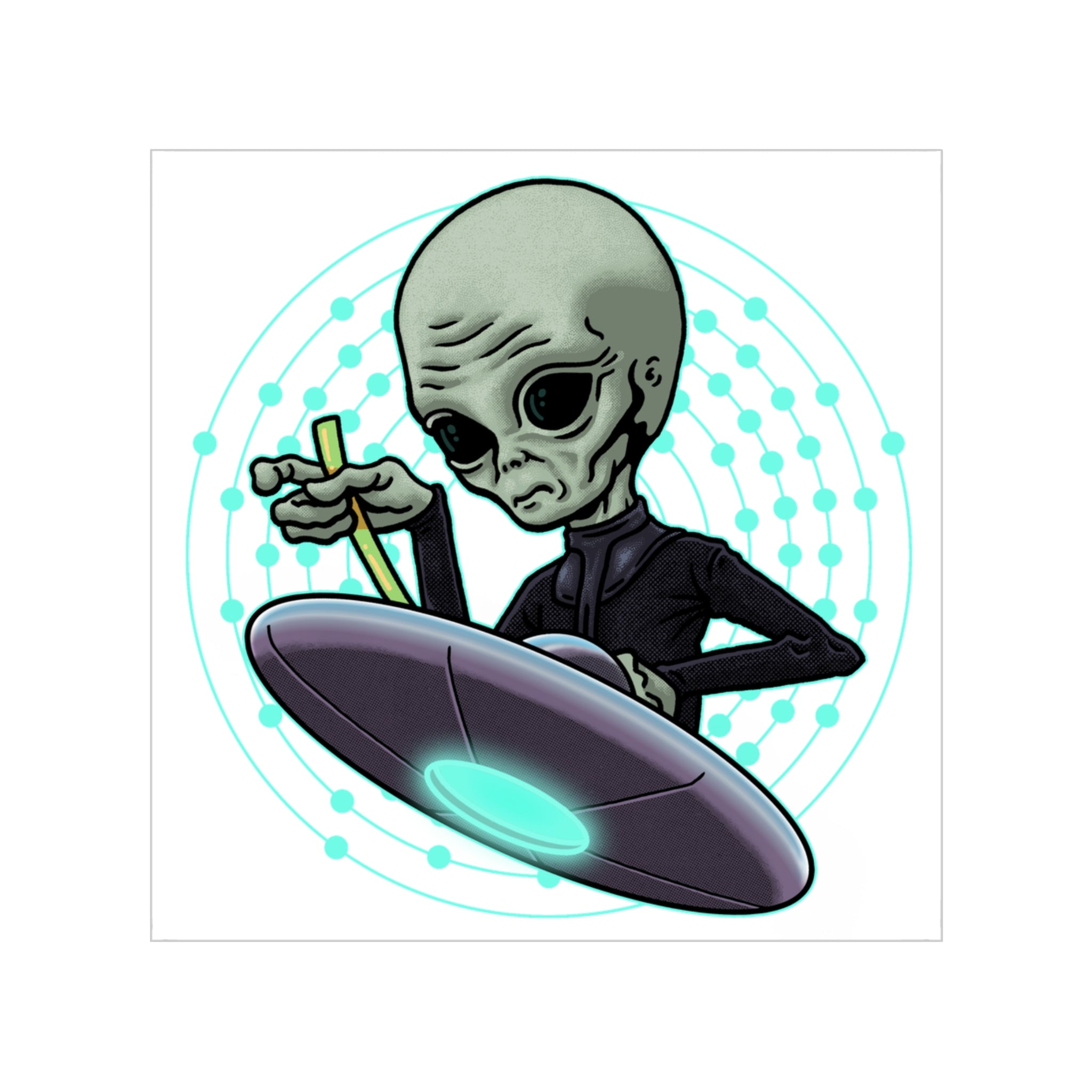 Skinny Bob - UFO Alien - Weatherproof Decal Sticker